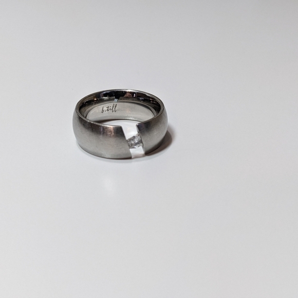 Princess Cut Extra Wide B. Tiff Surgical Stainless Steel Ring - Picture 8 of 8